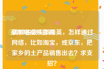 京东短视频营销
:请教各位头条精英，怎样通过网络，比如淘宝，或京东，把家乡的土产品销售出去？求支招？