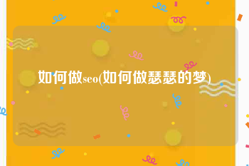 如何做seo(如何做瑟瑟的梦)