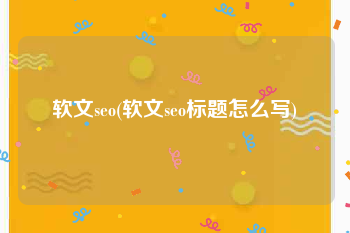 软文seo(软文seo标题怎么写)