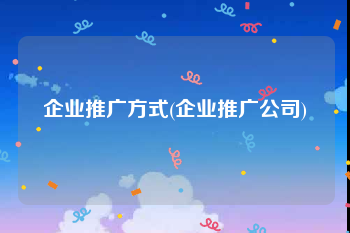 企业推广方式(企业推广公司)
