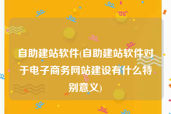 自助建站软件(自助建站软件对于电子商务网站建设有什么特别意义)