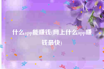 什么app能赚钱(网上什么app赚钱最快)