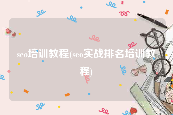 seo培训教程(seo实战排名培训教程)