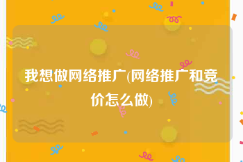 我想做网络推广(网络推广和竞价怎么做)