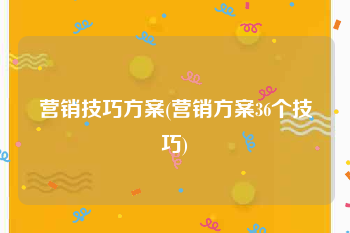 营销技巧方案(营销方案36个技巧)