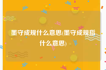 墨守成规什么意思(墨守成规指什么意思)