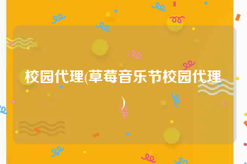 校园代理(草莓音乐节校园代理)
