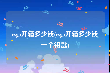 csgo开箱多少钱(csgo开箱多少钱一个钥匙)