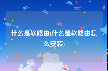 什么是软路由(什么是软路由怎么安装)