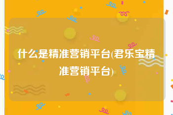 什么是精准营销平台(君乐宝精准营销平台)