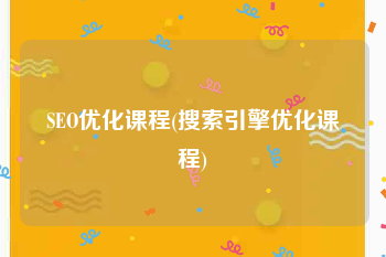 SEO优化课程(搜索引擎优化课程)