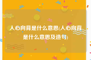 人心向背是什么意思(人心向背是什么意思及造句)