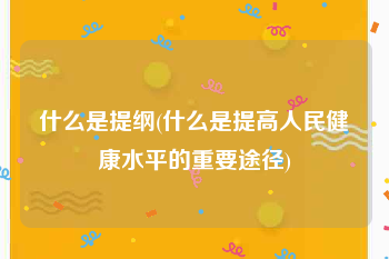 什么是提纲(什么是提高人民健康水平的重要途径)