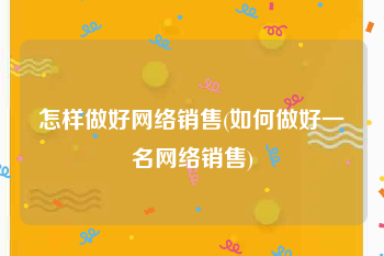 怎样做好网络销售(如何做好一名网络销售)