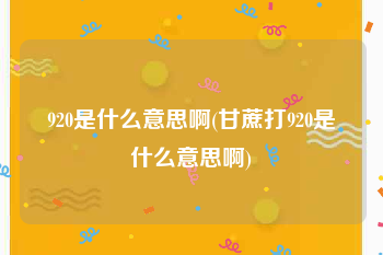 920是什么意思啊(甘蔗打920是什么意思啊)