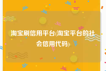 淘宝刷信用平台(淘宝平台的社会信用代码)