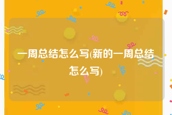 一周总结怎么写(新的一周总结怎么写)