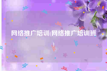网络推广培训(网络推广培训班)