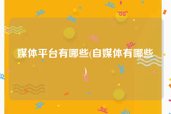 媒体平台有哪些(自媒体有哪些)