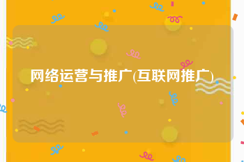 网络运营与推广(互联网推广)