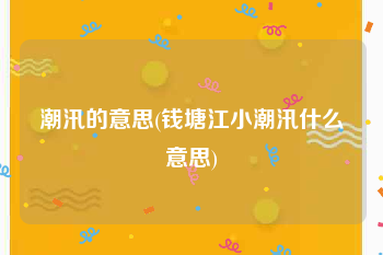 潮汛的意思(钱塘江小潮汛什么意思)