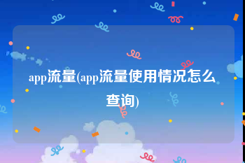 app流量(app流量使用情况怎么查询)