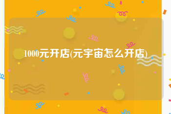 1000元开店(元宇宙怎么开店)