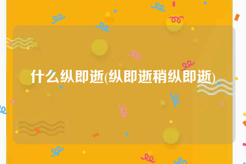 什么纵即逝(纵即逝稍纵即逝)