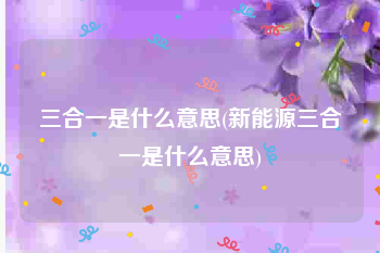 三合一是什么意思(新能源三合一是什么意思)