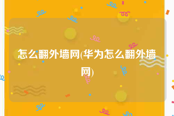 怎么翻外墙网(华为怎么翻外墙网)