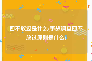 四不放过是什么(事故调查四不放过原则是什么)