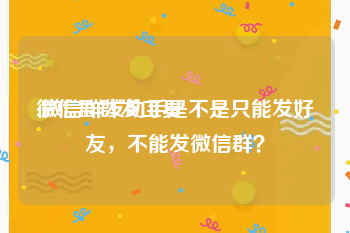 微信群群发工具:微信群发助手是不是只能发好友，不能发微信群？