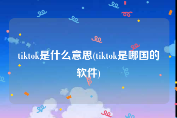 tiktok是什么意思(tiktok是哪国的软件)