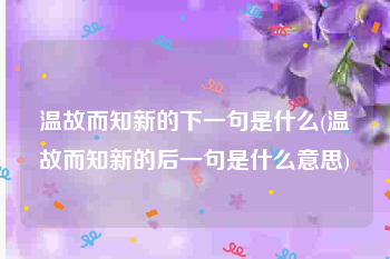 温故而知新的下一句是什么(温故而知新的后一句是什么意思)