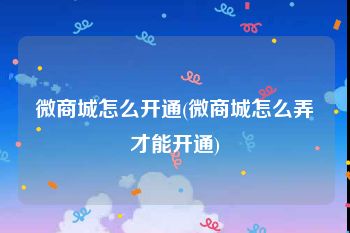 微商城怎么开通(微商城怎么弄才能开通)