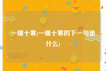 一曝十寒(一曝十寒的下一句是什么)