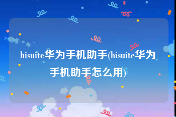 hisuite华为手机助手(hisuite华为手机助手怎么用)