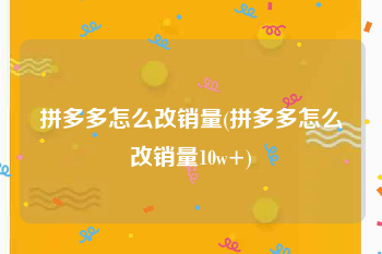 拼多多怎么改销量(拼多多怎么改销量10w+)