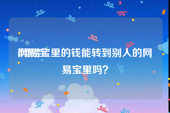 网易宝
:网易宝里的钱能转到别人的网易宝里吗?