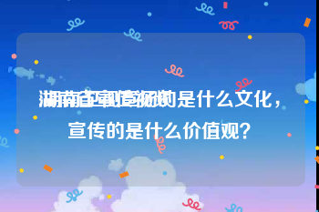 湖南省宣传视频
:湖南卫视宣扬的是什么文化，宣传的是什么价值观？