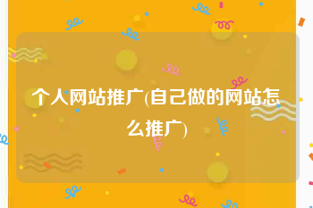 个人网站推广(自己做的网站怎么推广)