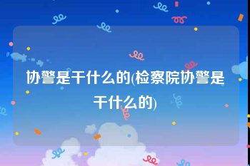 协警是干什么的(检察院协警是干什么的)