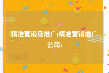 精准营销及推广(精准营销推广公司)
