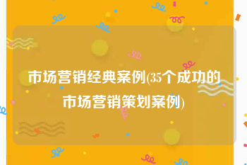 市场营销经典案例(35个成功的市场营销策划案例)