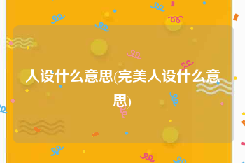 人设什么意思(完美人设什么意思)