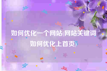 如何优化一个网站(网站关键词如何优化上首页)
