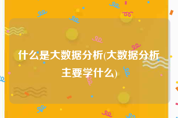 什么是大数据分析(大数据分析主要学什么)