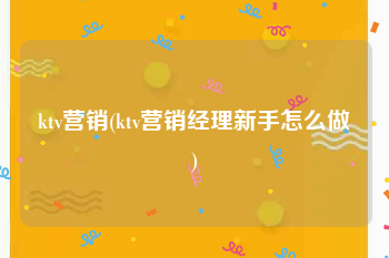 ktv营销(ktv营销经理新手怎么做)