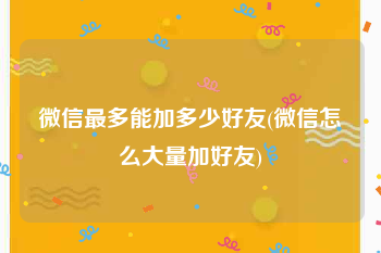 微信最多能加多少好友(微信怎么大量加好友)