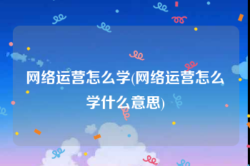 网络运营怎么学(网络运营怎么学什么意思)